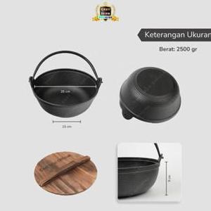 Cast iron Hotpot Bowl 26 Cm Panci Shabu suki kuah korean food PREMIUM