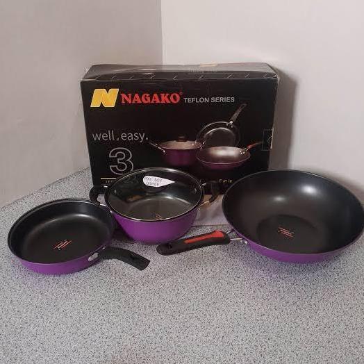 Panci Set Teflon Series QME 3 Pcs Serbaguna