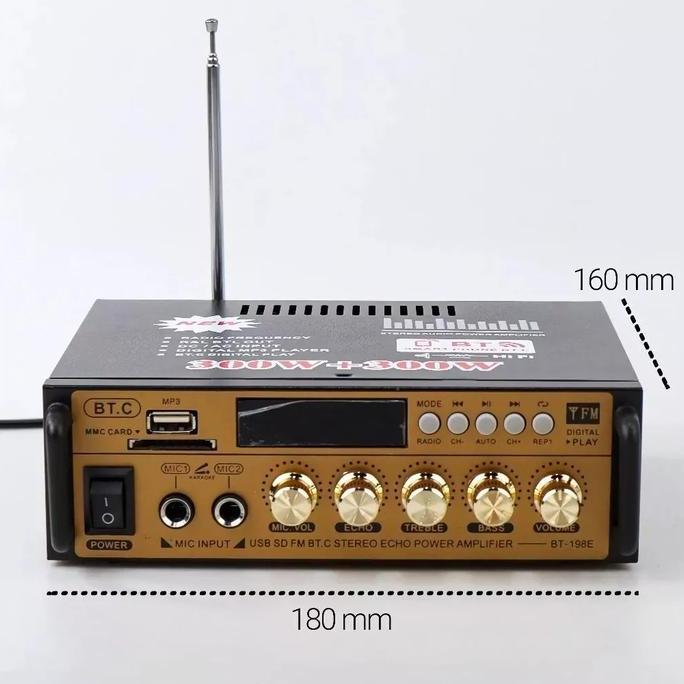 Power Ampli Bluetooth Fleco Bt-198E Prosessional Audio Penguat Suara Speaker Extra Bass | Amplifier 