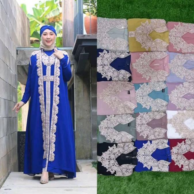 Abaya/Kaftan Mahadewi Outer Lepas Pasang Premium Wanita Muslim Mewah Payet Bordir Cantik  Nyaman Pan