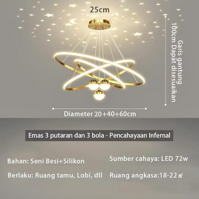 Lampu Hias Gantung Lampu Gantung Ruang Tamu Lampu Kamar Tidur LED Chandelier Lampu Gantung Langit Be