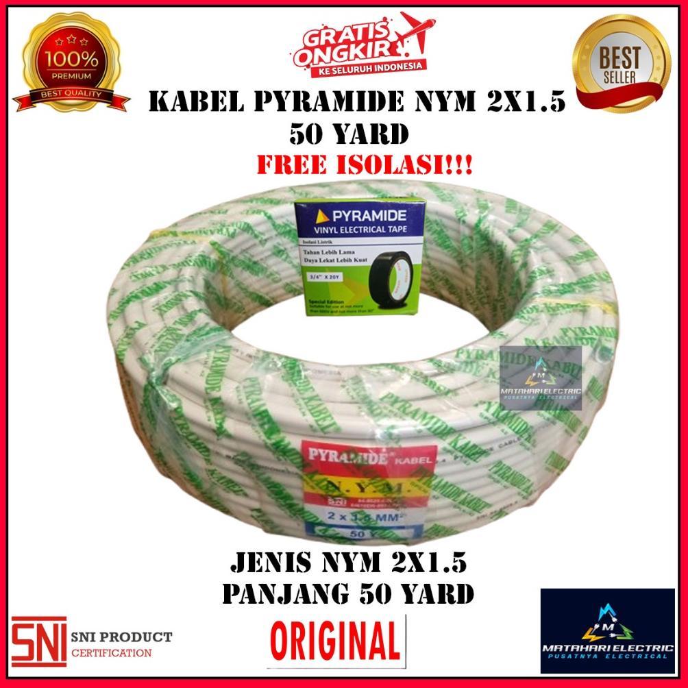 Kabel Listrik 2x1.5 SNI Tembaga Murni Pyramide 45 Meter Kawat 1mm / Kabel Pyramid Listrik