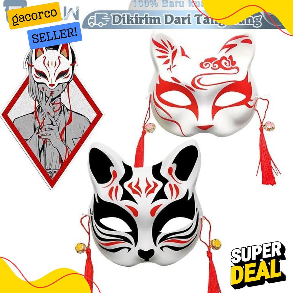 50% Off Jepang Kitsune Mask Topeng Kitsune Topeng Cosplay Festival Mask Halloween Half-Face Cosplay 