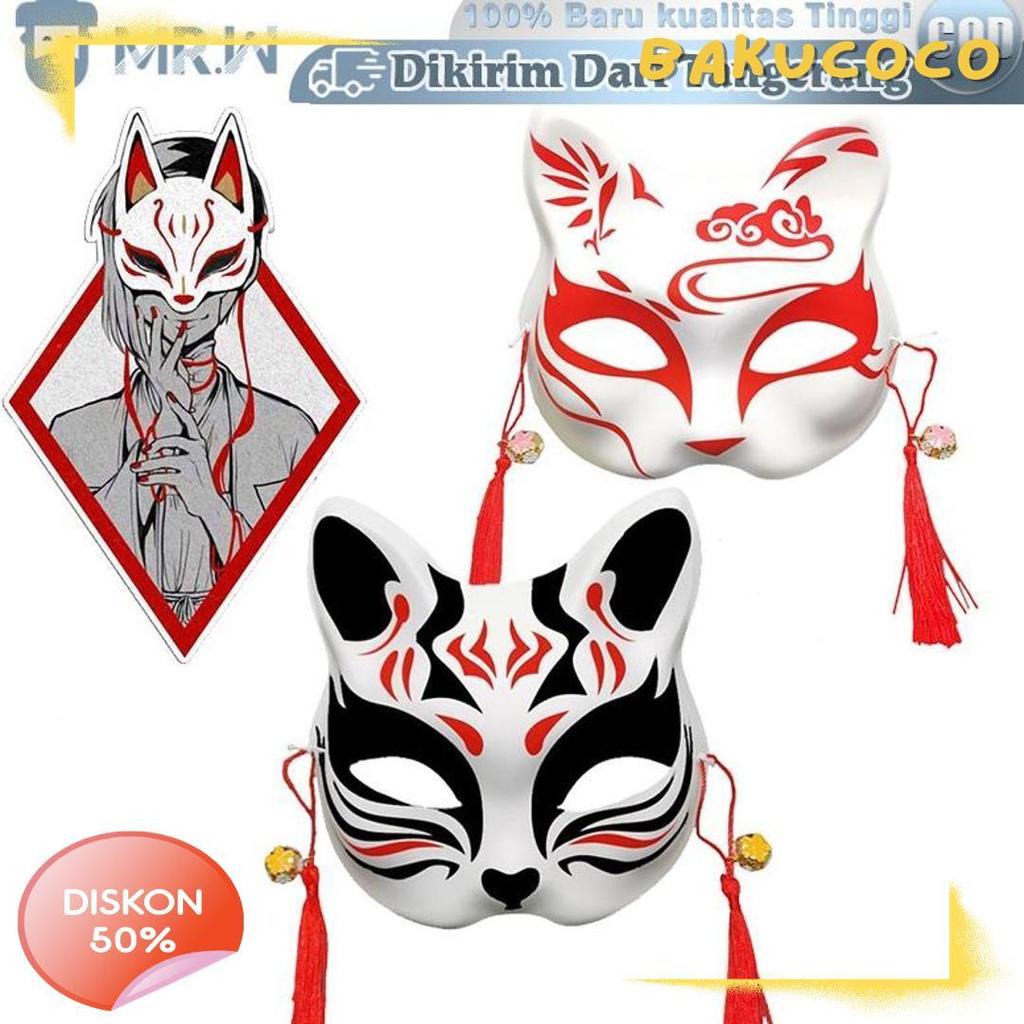 50% Off Jepang Kitsune Mask Topeng Kitsune Topeng Cosplay Festival Mask Halloween Half-Face Cosplay 