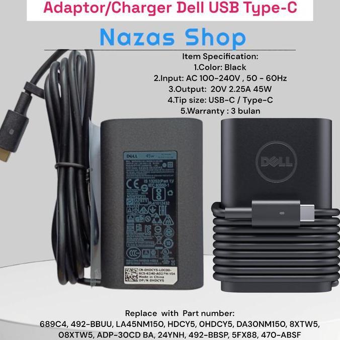 HARGA DISC - Adaptor Charger Dell Latitude 17 7778 2-in-1, Dell Latitude 3390 5285 5289 2-in-1, Dell