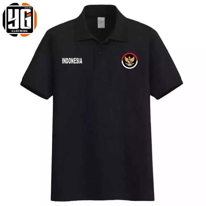 DI16 - kaos Poloshirt Timnas Indonesia Baju Kerah Timnas Warna - Hitam
