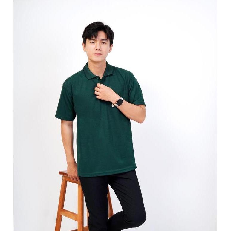 DV100 - Polo polos hijau army - kaos kerah hijau army polos - polo polos hijau / HIJAU BOTOL kaos WI