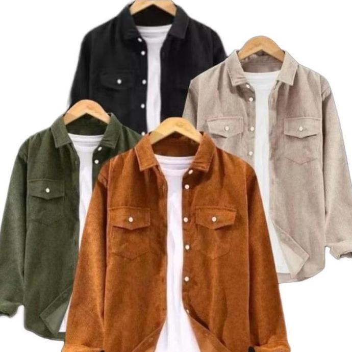 DE123 >> Kemeja bahan corduroy M-4XL