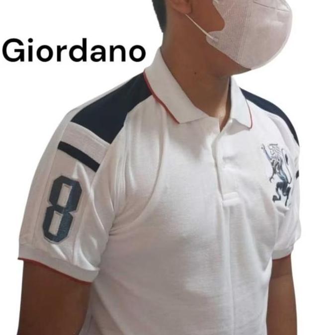 DF123 - kaos kerah giordano-kaos polo pria-giordano polo shirt-kaos pria lengan pendek terbaru Merah