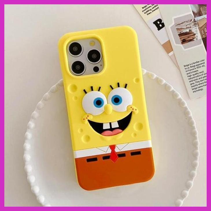 (LAPAKTEKNO) CREATIVE SPONGEBOBED PATRICK STAR SQUIDWARD IPHONE15PROMAX 13/14 PHONE CASE CUTE GOOD Q