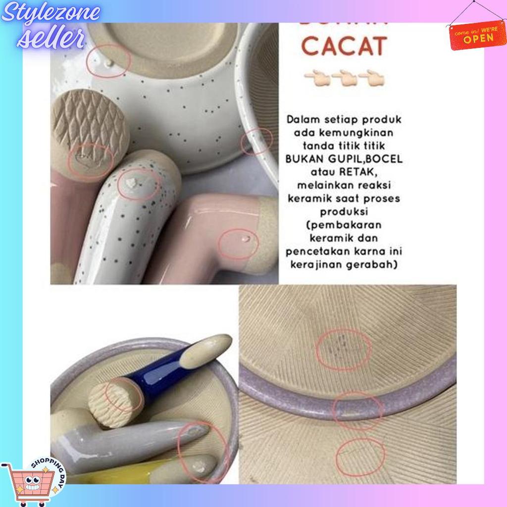 Grosir Set Cobek Keramik Estetik Cobek Viral / Uleg Keramik / Cobek Nordic / Cobek Estetik / Set Cob