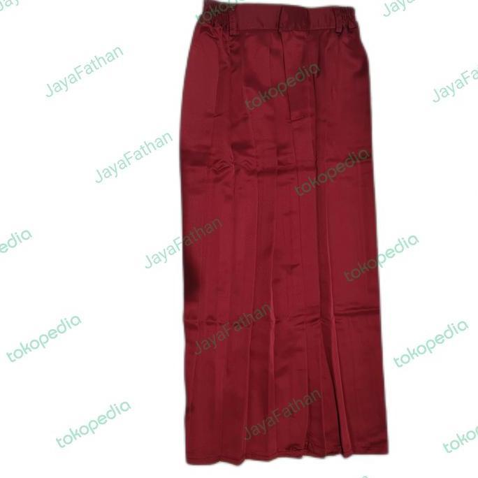 Rok Panjang SD Merah Bahan Element Licin Lembut dan Tebal