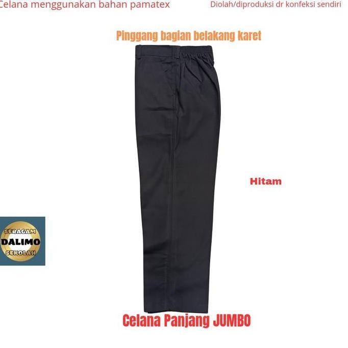 Celana panjang jumbo/big size pinggang karet celana abu SMA jumbo/big size celana SMP jumbo /big siz