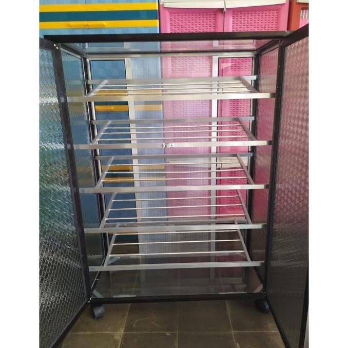 Rak Sepatu Sandal 5 Susun Alumunium Kaca