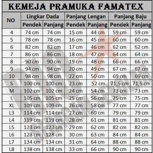 BAJU PRAMUKA FAMATEX LAKI LAKI, BAJU PRAMUKA SMA, PRAMUKA SMP BIG SIZE