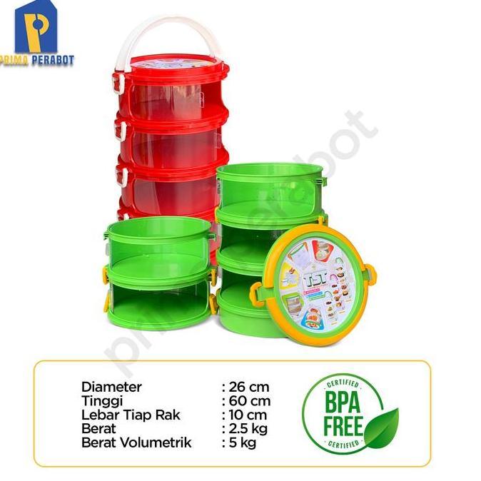 Tudung Saji Susun 5/ Rak Penutup Makanan susun 5 Hijau Merah