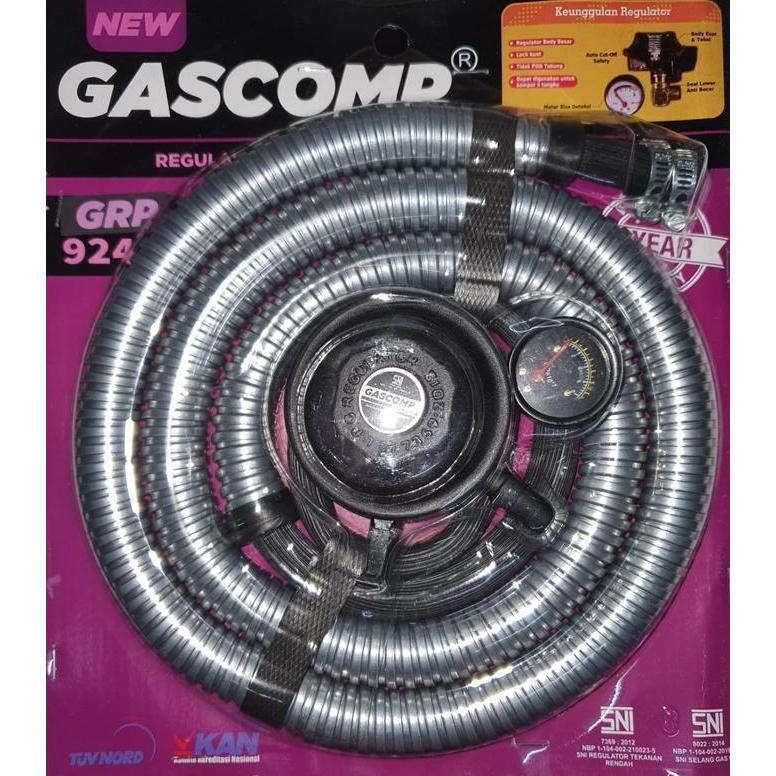 gascomp Regulator & Selang Gas Dengan Pengaman Otomatis safety gas selang anti tikus