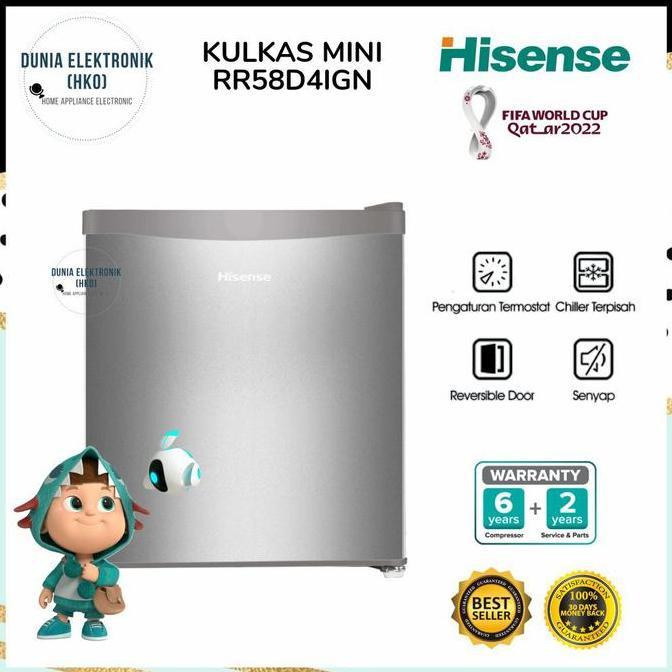 BEBAS ONGKIR - KULKAS PORTABLE HISENSE RR58D4IGN LEMARI ES MINI BAR KULKAS MINI