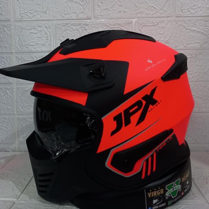 HELM JPX MX 726 fluorecent red fluo Doff