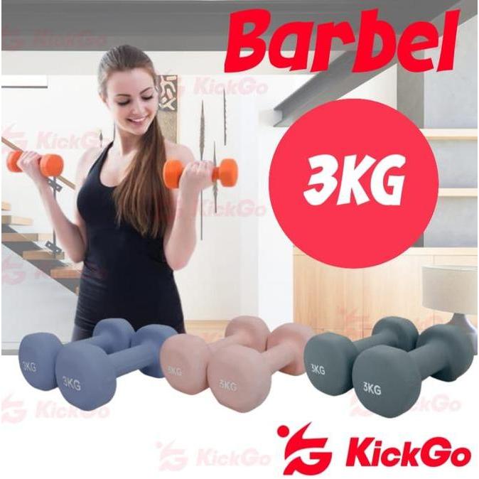 KickGo Barbel 3kg Barbel 3 kg Barbel Neoprene Barbel 3Kg Barbel Vinyl Anti slip premium