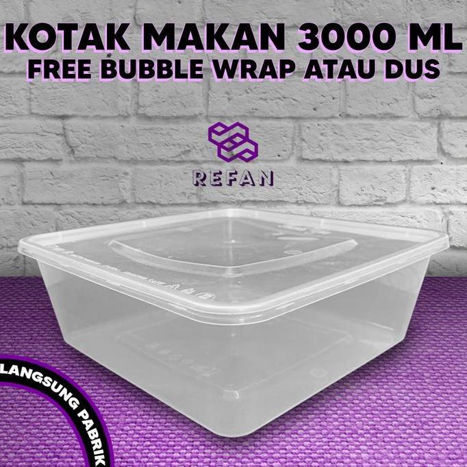 Kotak Thinwall Besar 3000ml/Thin Wall Kotak Makanan 3000ml