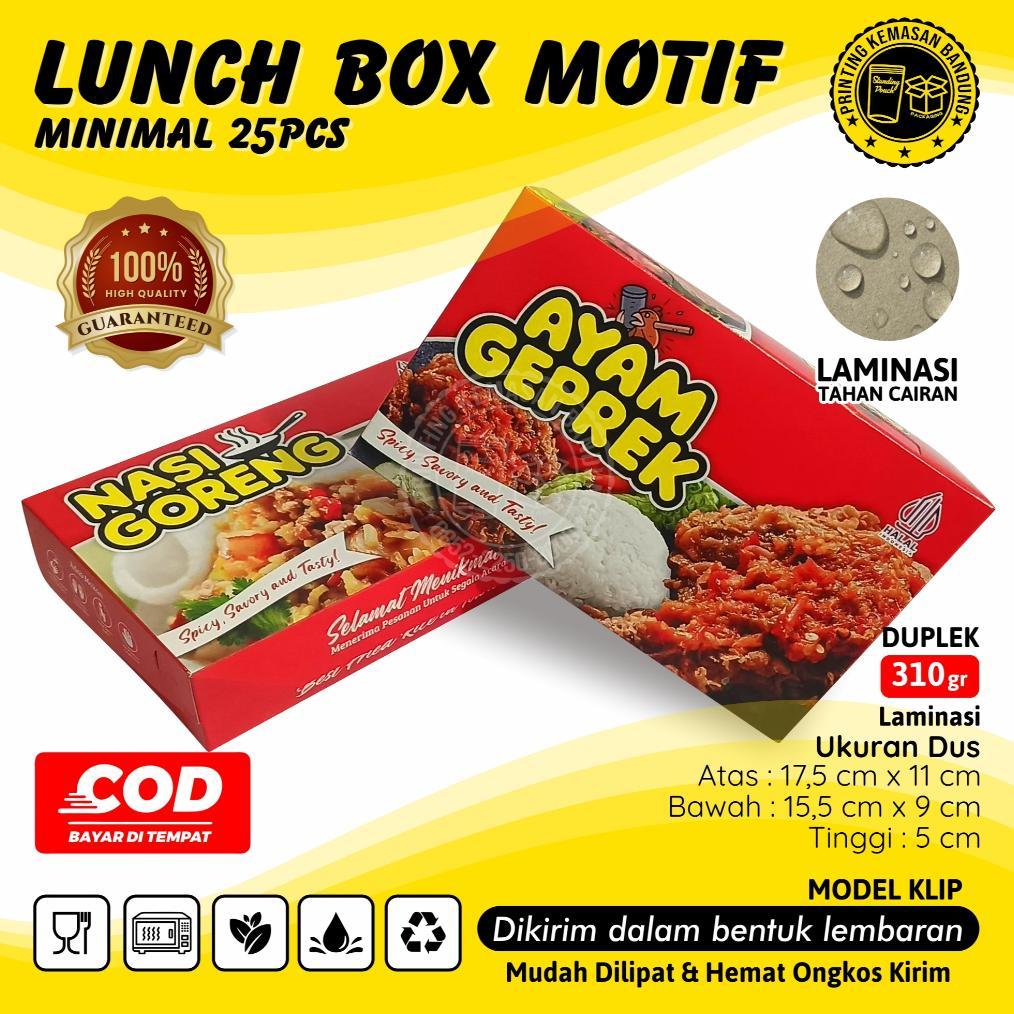 Bisa Cod Kotak Makan Kertas Paper Lunch Box Motif Makanan Kraft 290Gsm ||