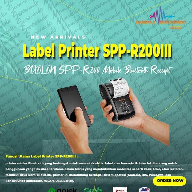 BIXOLON SPP-R200 Mobile Bluetooth Receipt Label Printer SPP-R200III Grosir Termurah