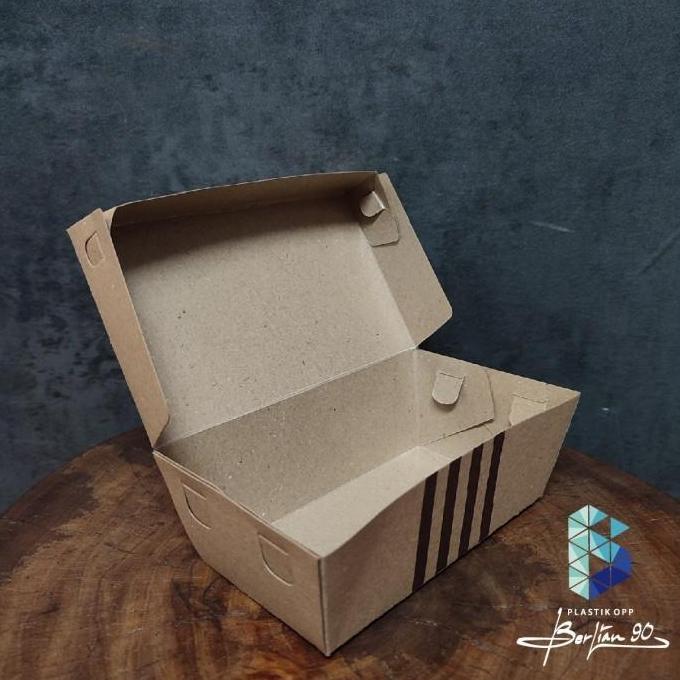 Paper Lunch Box Kraft Motif Size L / Kotak Makan Kertas Ukuran L
