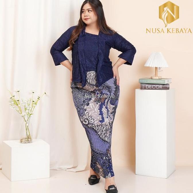 NUSA KEBAYA Kebaya Kutubaru Jumbo Brukat Full Puring Baju Pesta Kondangan Modern LD 120-140 Kutubaru