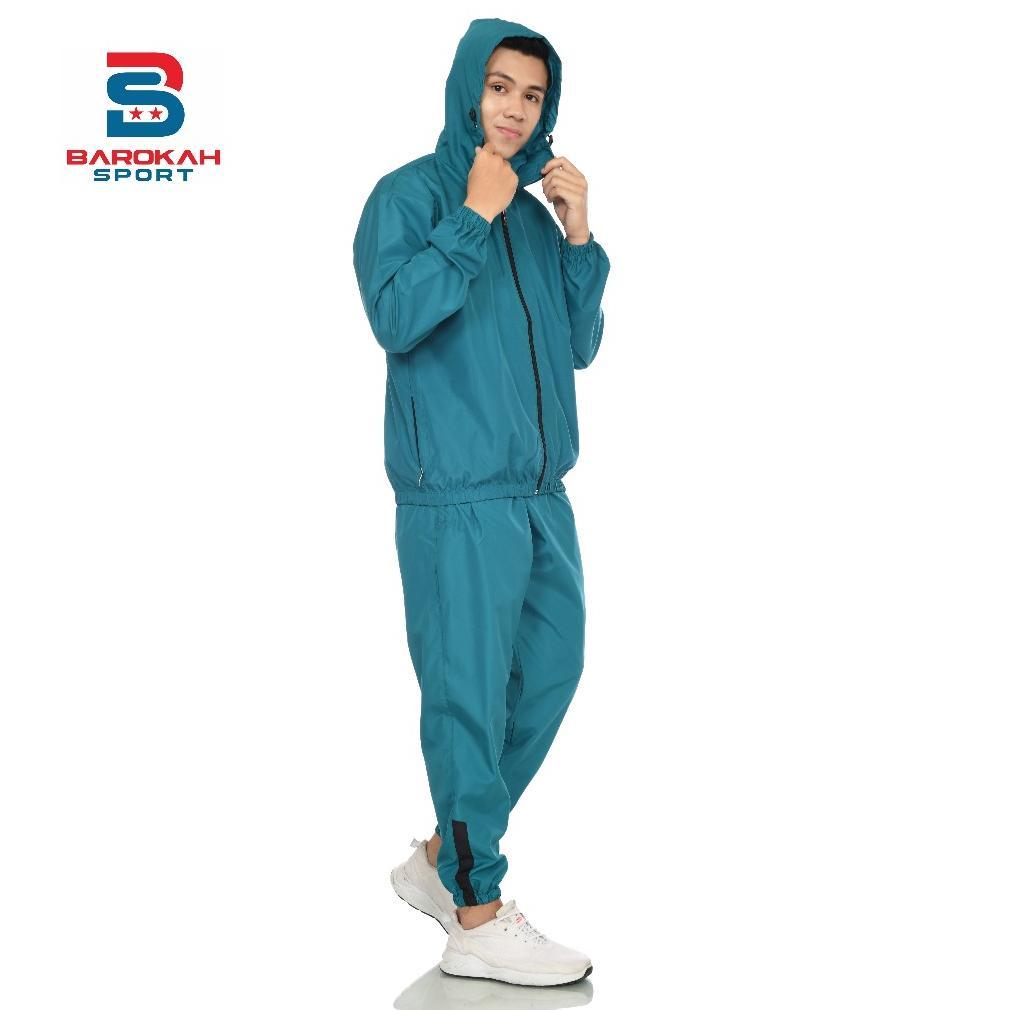 oneset jaket celana olahraga parasut jaket sauna suit running setelan olahraga parasut jogging gym P
