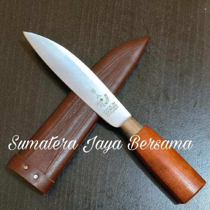 Pisau cap Garpu 5" Original + Sarung Kulit Sapi Asli 5 inch HERDER