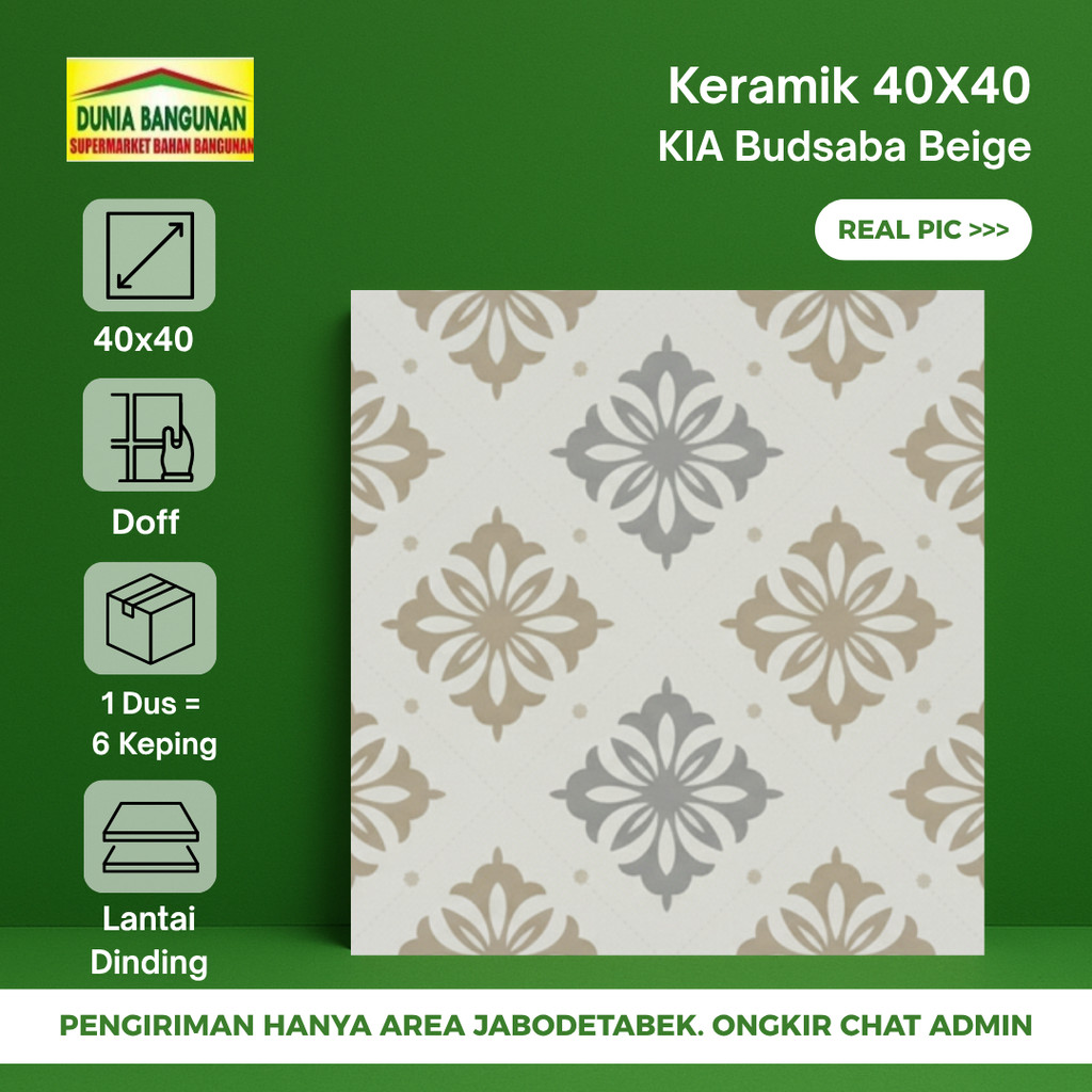 Keramik Lantai Motif Batik KIA Beige Keramik 40x40 Doff Keramik Dapur