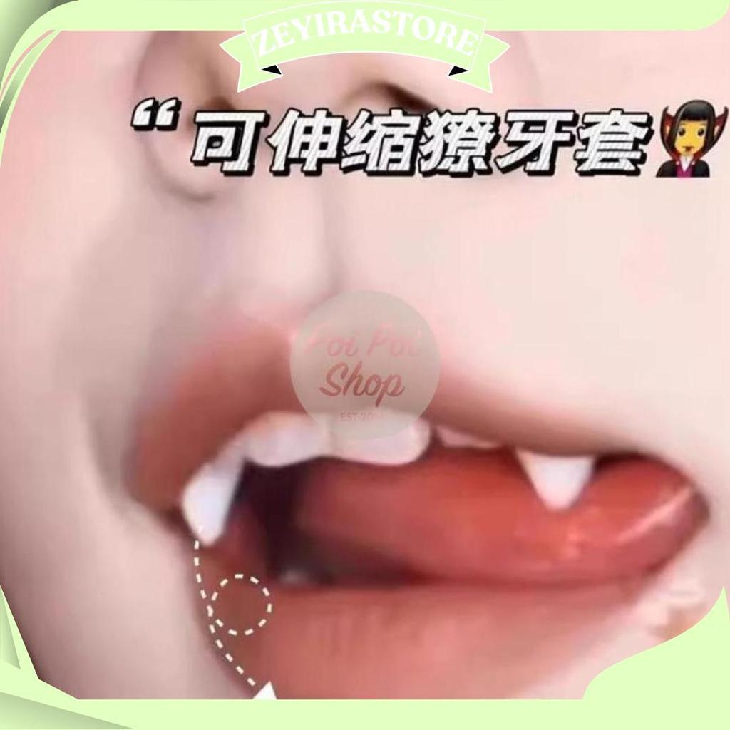 Gigi Vampir Drakula Gerak Set Vampire Gigi Taring Palsu Fake Fang Halloween Vampir Drakula Tajam Cos
