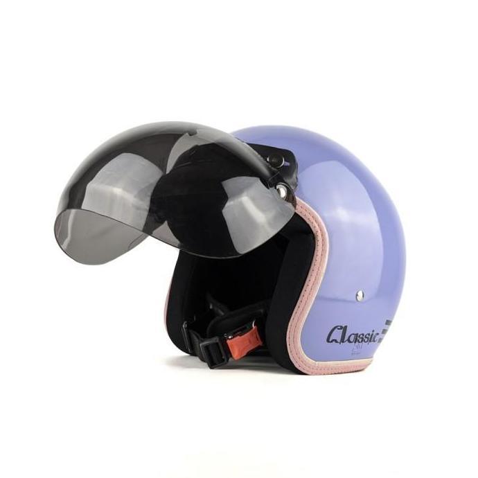 Helm Retro Bogo Wanita Cewek Perempuan Hijab Dewasa SNI Kaca Cembung