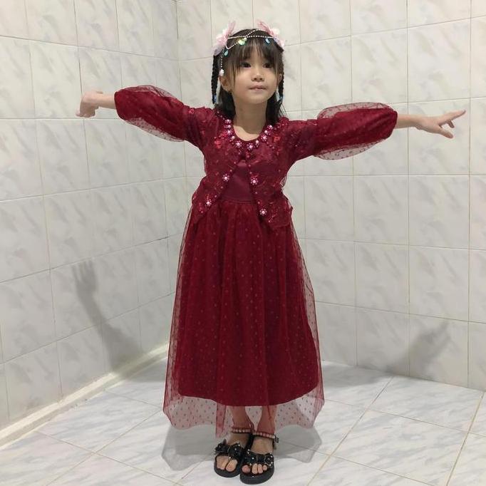 Promo baju anak perempuan Luliana 2-11tahun , gaun anak perempuan , dress anak kondangan elegan , ga