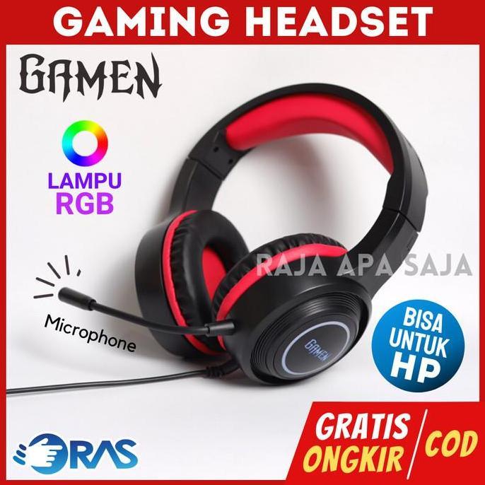 HEADSET GAMING RGB GAMEN GH100 Headphone Hedset Henset Full Bass HP PC