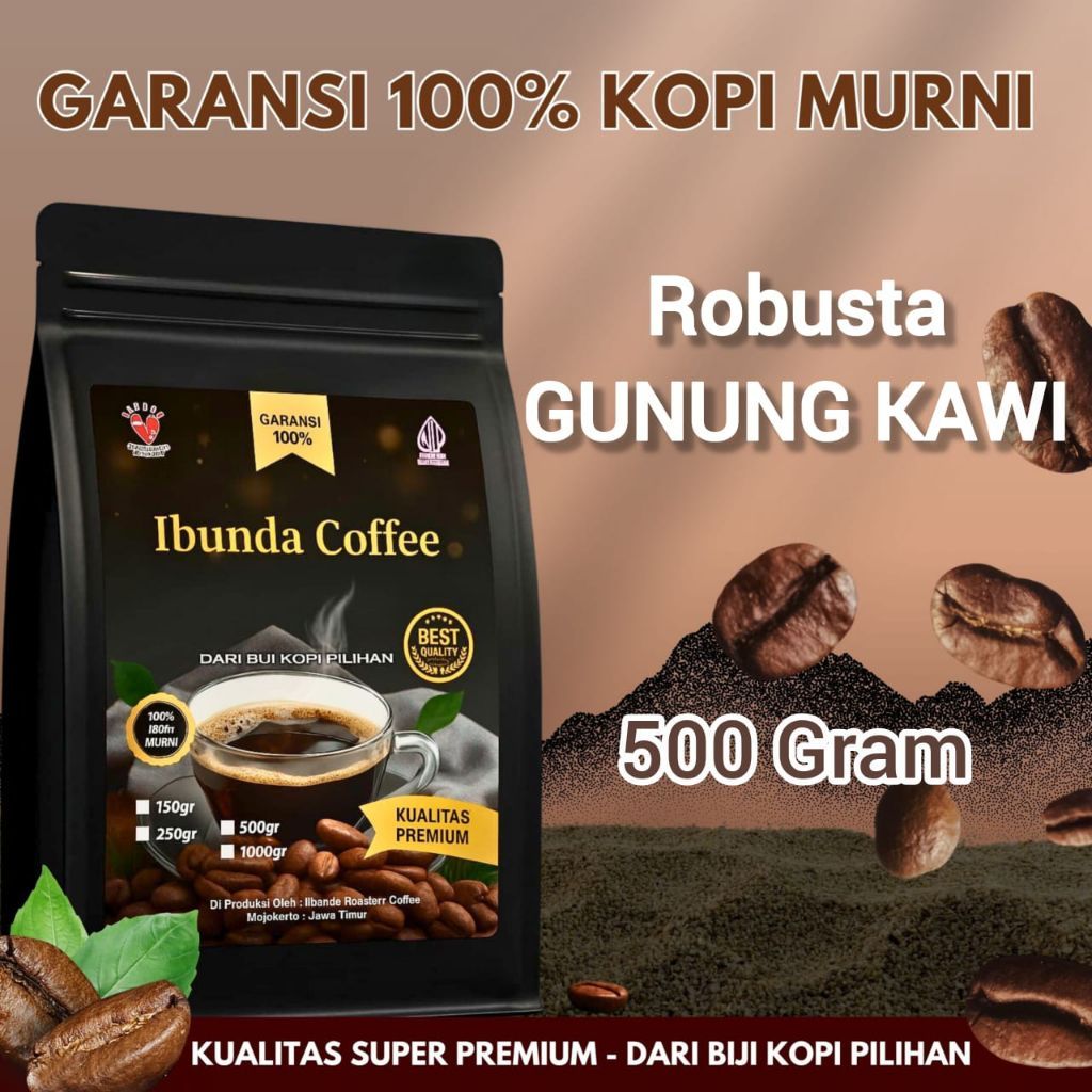 Ibunda Coffee - Kopi Bubuk Biji Robusta Gunung Kawi 500 Gram - Robusta Java Gunung Kawi Terbaik Peti