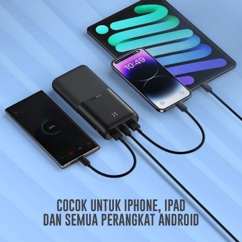 Powerbank 20000mAh MOFIT M25 3 Port Output Dual Port Input Charge 2.4A not Robot M36 M18 M19 M26 Pow