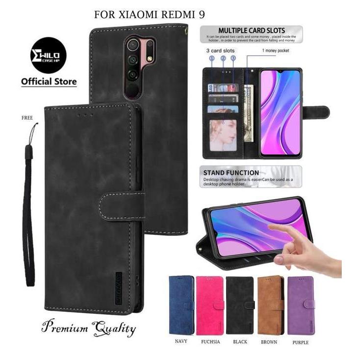 DR311 - FLIP CASE UNTUK XIAOMI REDMI 9 FLIP LEATHER CASE PREMIUM-FLIP WALLET CASE KULIT CASING HP DO