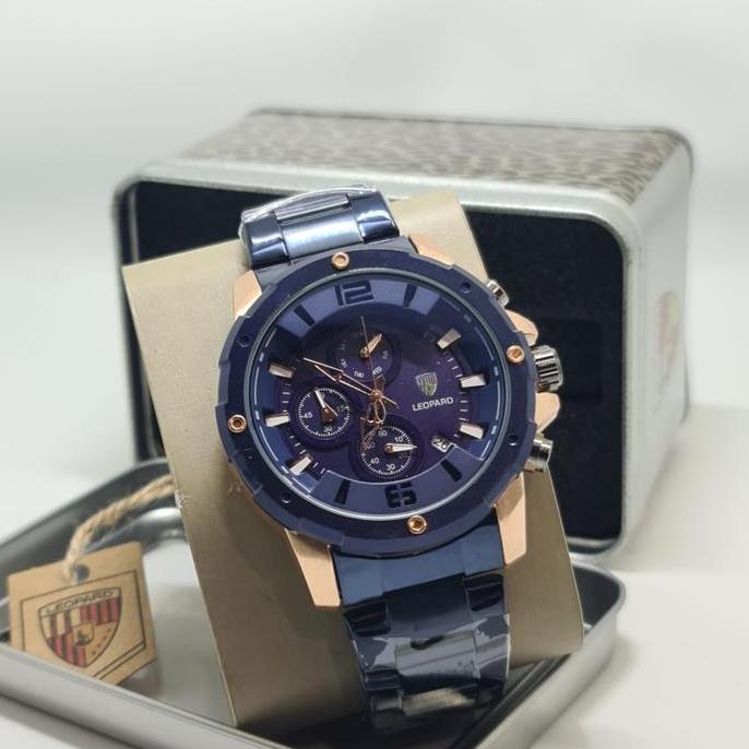 DS242 - BISA COD JAM TANGAN PRIA LEOPARD 8806 ORIGINAL RANTAI STAINLESS TANGGAL AKTIF CHRONO AKTIF D
