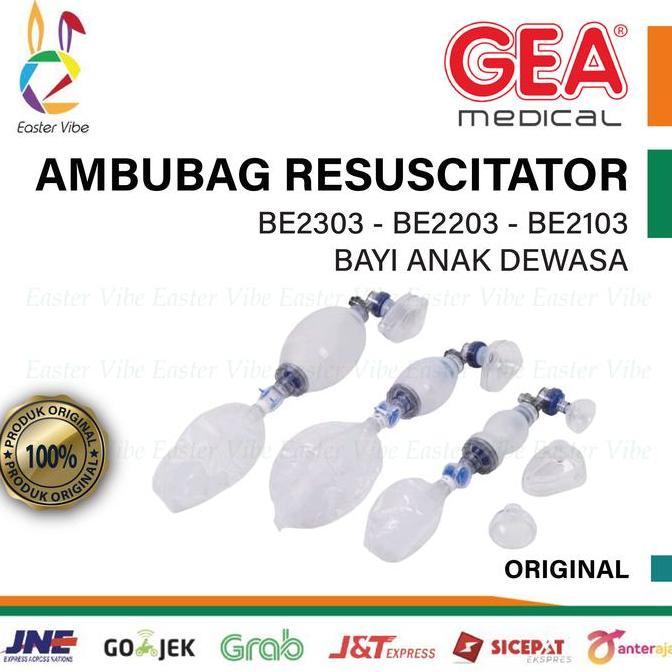 Gea Ambubag Silicone Silikon Manual Resuscitator Set Bayi Anak Dewasa Be-2303 Be-2203 Be-2103