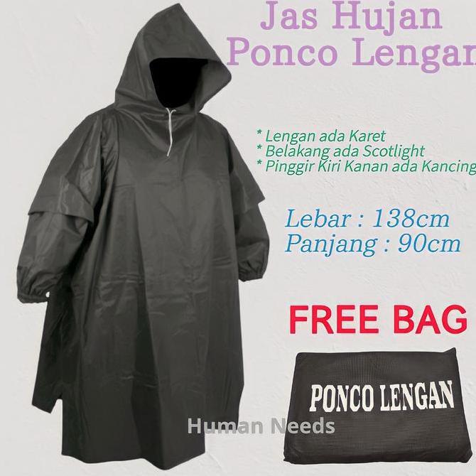 Jas Hujan Ponco Lengan bahan Mirip Axio Tebal Besar/Mantel Poncho