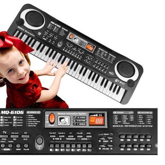 Mainan Anak Piano Digital Electronic 61 tombol Keys Plus Mini Mic Educational Toys Original
