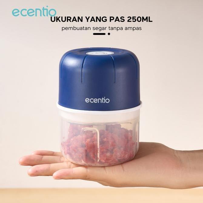 Hadiah Gratis Ecentio Penggiling Daging Listrik 2L Besar Kaca 6 Pisau Food Processor 2 Kecepatan Gil