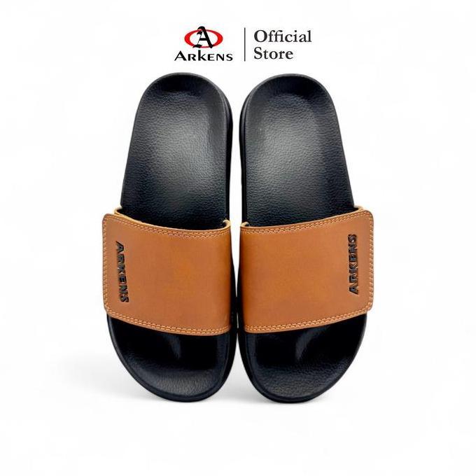 Arkens AS-10 Sandal Slop Cokelat-Hitam Velcro Dewasa Pria Wanita Sendal Slip On Selop Shoes
