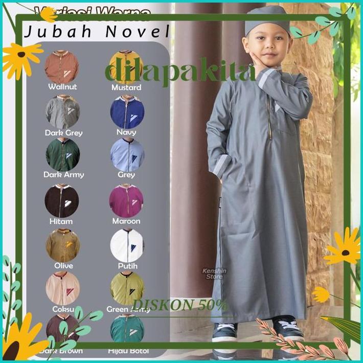 re-65 ad-77 ht-12 Jubah Anak Cowok Polos / Gamis Anak Laki - Laki Bahan Adem NOVEL Sale Berkualitas 