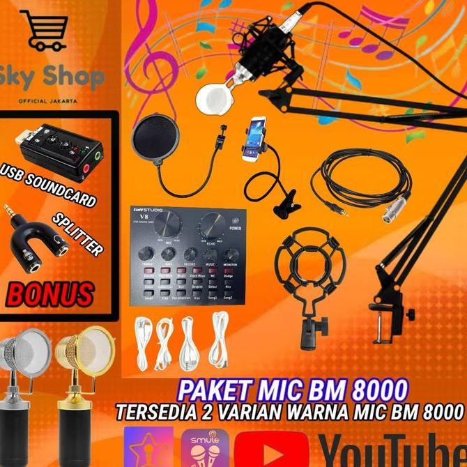 PAKET MIC BM 8000 TERLENGKAP FOR RECORDING YOUTUBE, SMULE, BIGO LIVE Original