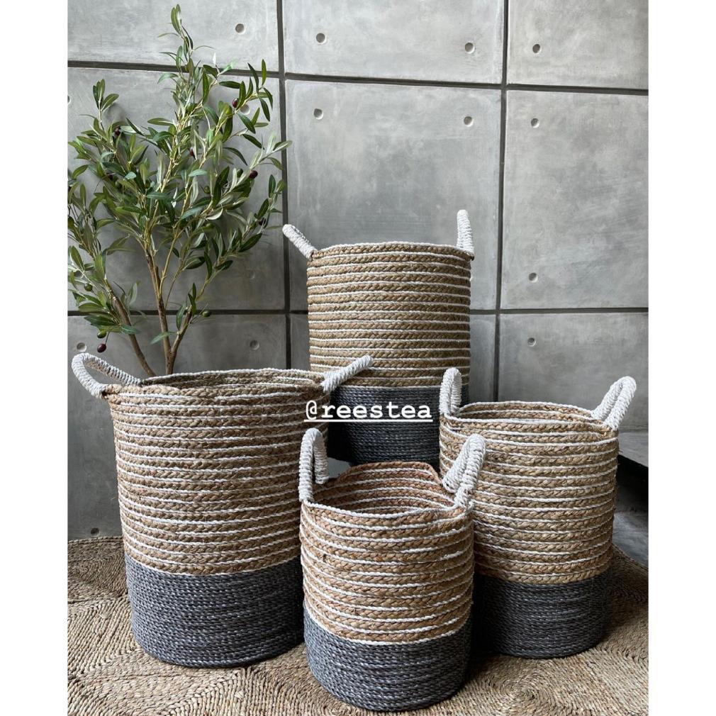 Size L Keranjang Laundry serat alam/ Keranjang Laundry / Keranjang anyam/ Keranjang Seagrass / Keran