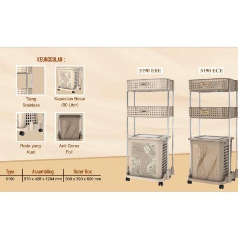 LAUNDRY BASKET/KERANJANG BAJU KOTOR ADA RODA/KERANJANG JUMBO/RAK TROLI Keranjang Laundry