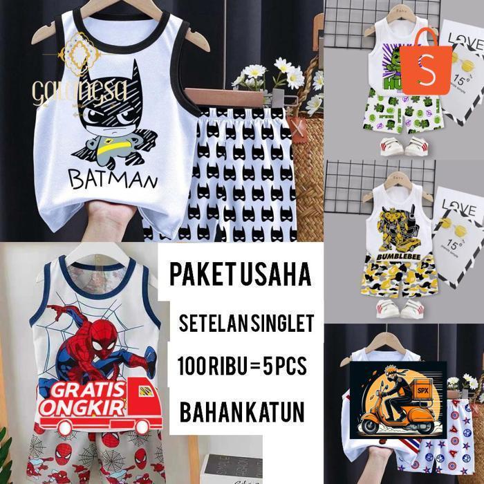 ter-46 Viral Paket Usaha Baju Setelan Singlet Anak Cowok Dan Cewek 100 Ribu Dapat 5 Set Viral Termur